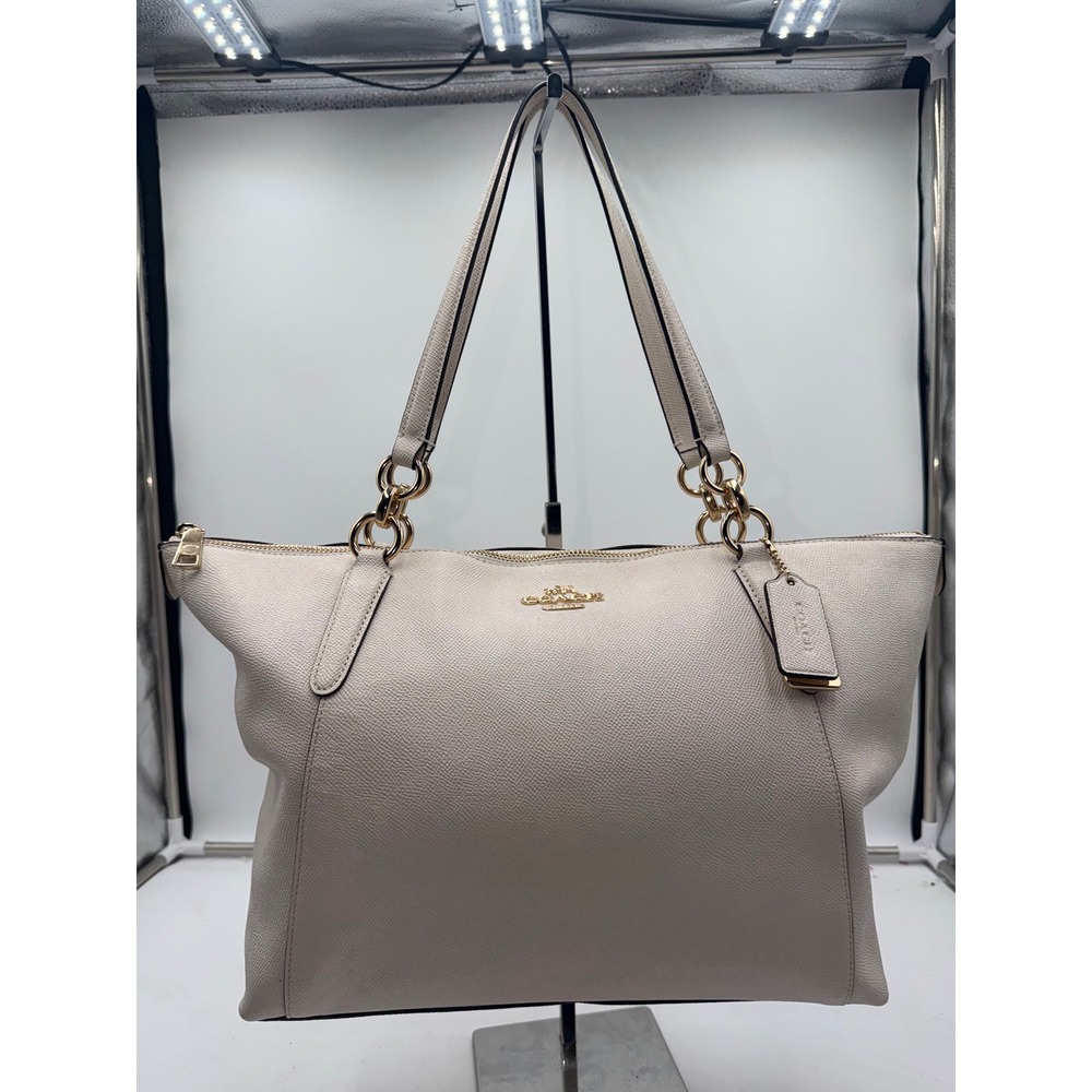Coach Ava Tote Chalk White Crossgrain Leather Shoulder Bag F57526